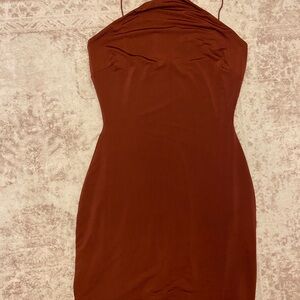 Women’s Halter Slip Dress in Deep Brown